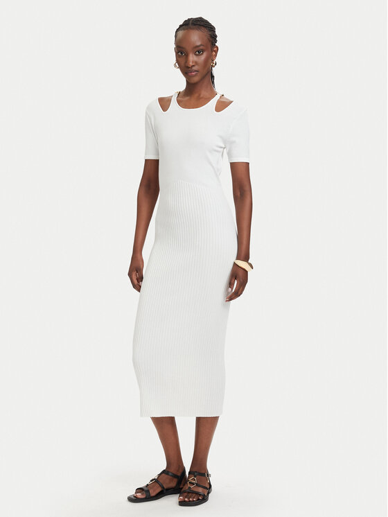 Fracomina Fracomina Kootud kleit FJ26SD5001K56501 Kreemjas Slim Fit