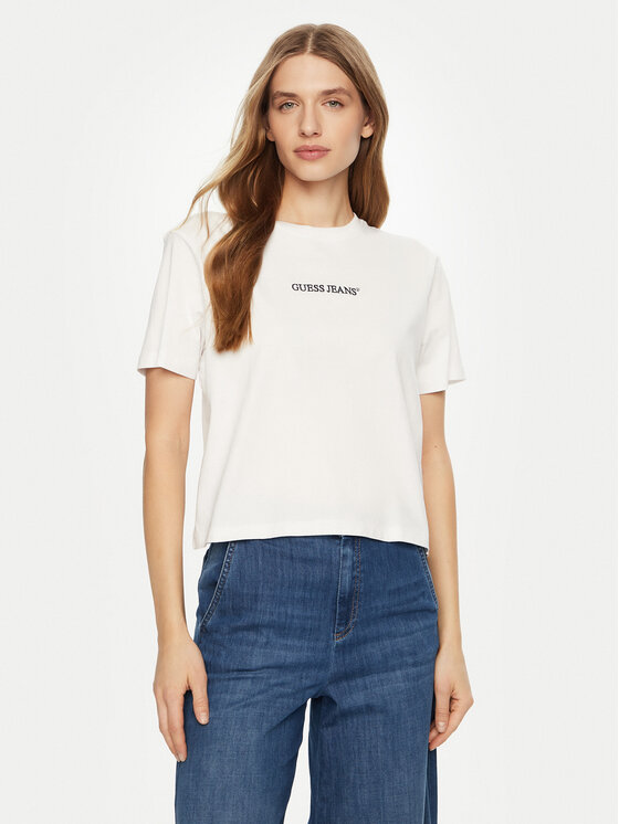 Guess Jeans T-shirt W5RI42 K8HM0 Bianco Regular Fit, taglia : XS