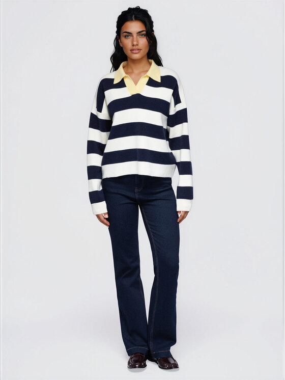 Ombre Ombre Sweter OW-SW-E0045 Granatowy Relaxed Fit
