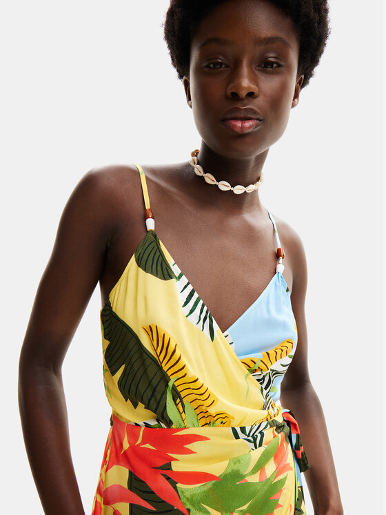 Desigual Desigual Ljetna haljina Tropical Leaves 24SWMW13 Šarena Regular Fit