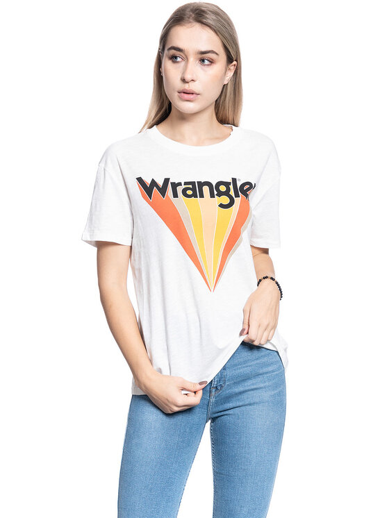 Wrangler Wrangler T-Shirt BOYFRIEND TEE Biały Regular Fit