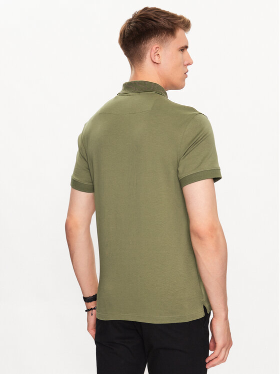 Guess Guess Тениска с яка и копчета Nolan M3YP66 KBL51 Зелен Slim Fit