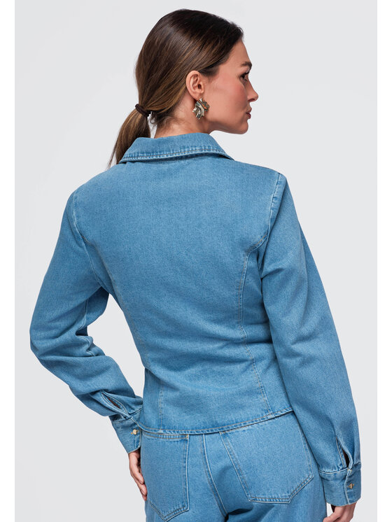 Ombre Ombre Koszula OW-SH-E0070 Niebieski Slim Fit