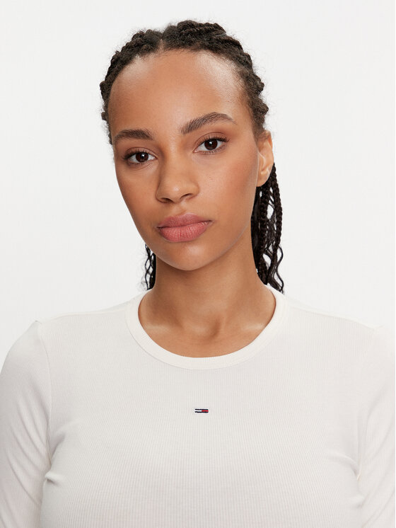 Tommy Jeans Tommy Jeans Majica Essential DW0DW17387 Écru Slim Fit