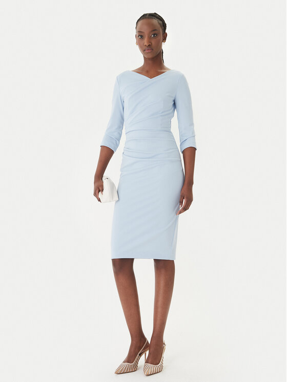 Rinascimento Rinascimento Koktejlové šaty CFC0127699003 Světle modrá Slim Fit