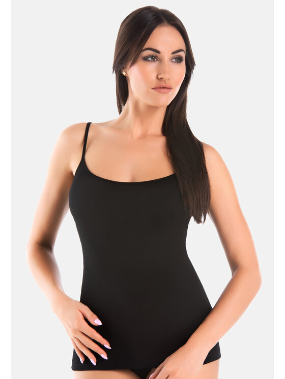 Teyli Teyli Top Koszulka bambusowa na ramiączkach Layla Czarny Standard Fit