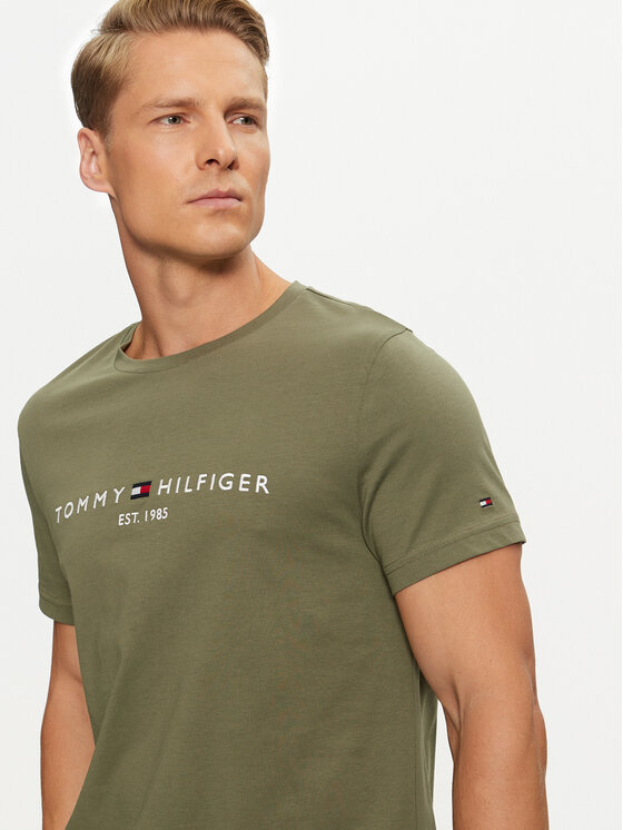 Tommy Hilfiger Tommy Hilfiger T-Shirt Logo MW0MW11797 Zelená Slim Fit