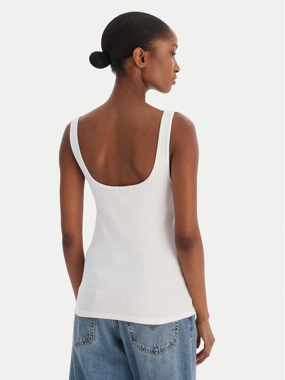 Calvin Klein Jeans Calvin Klein Jeans Felső Monologo Scoop Nk Rib LV047A804G Fehér Slim Fit