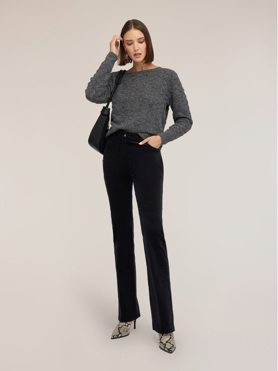 Motivi Motivi Spodnie materiałowe P06YQ004944N033 Czarny Flare Fit