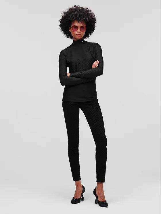 KARL LAGERFELD Bluse Texture 226W1707 Schwarz Regular Fit