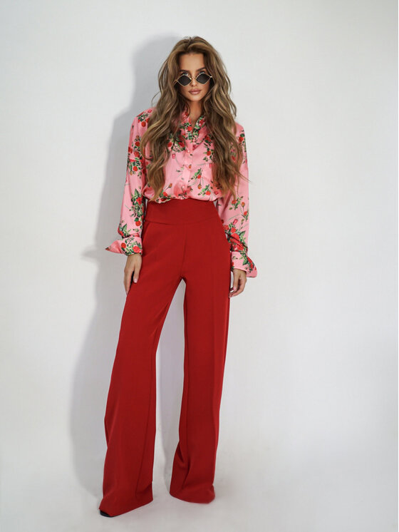 LilaLou LilaLou Spodnie materiałowe Teresa Czerwony Regular Fit
