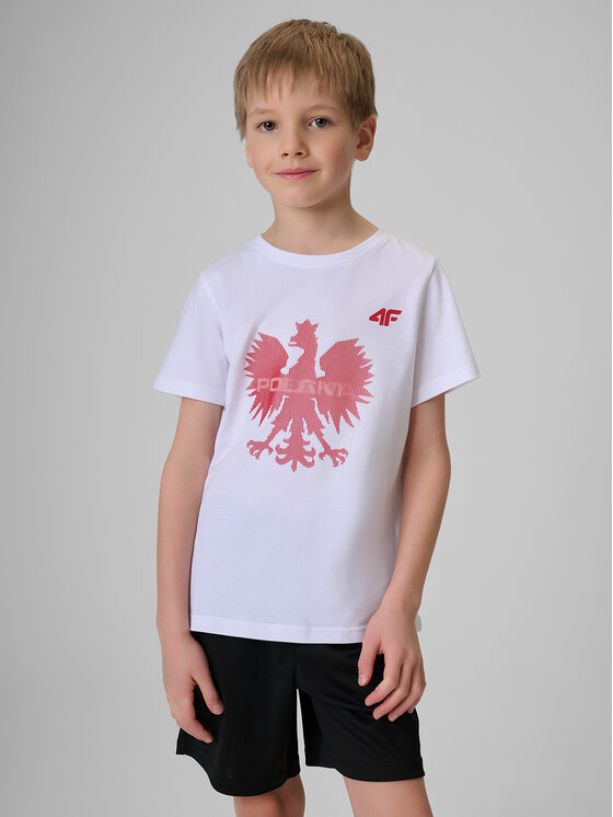 4F 4F T-Shirt FAN FOOTBALL COLLECTION Biały Regular Fit