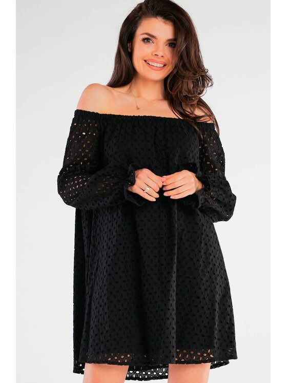 Awama Awama Sukienka letnia A435 Czarny Basic Fit
