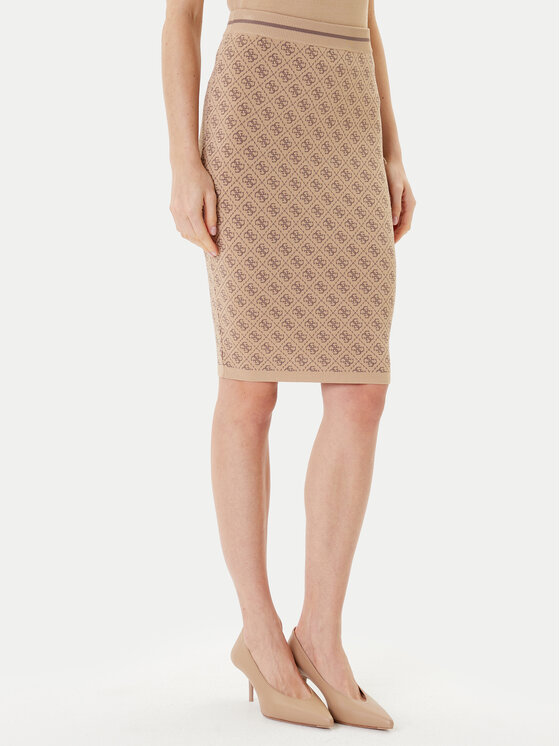 Guess Guess Pouzdrová sukně W4BD53 Z37K0 Béžová Regular Fit