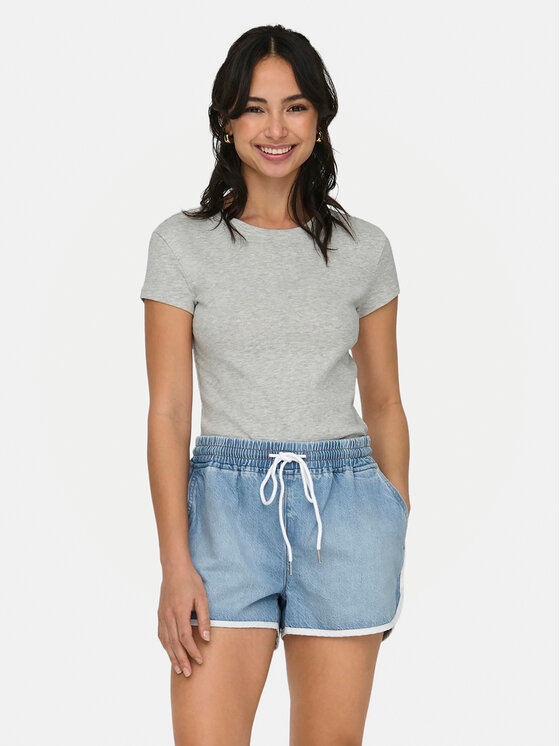 ONLY ONLY Póló Elina 15320229 Szürke Slim Fit