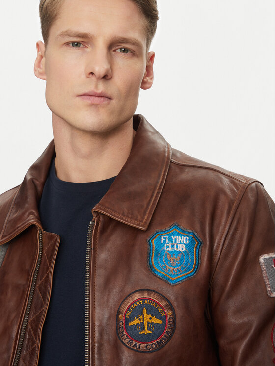 Milestone Milestone Μπουφάν δερμάτινο Martinez 511007 21225 Καφέ Regular Fit