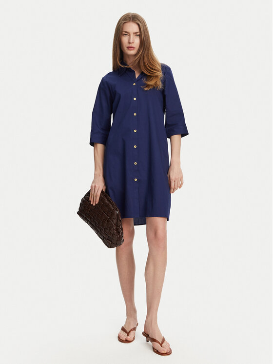 Selmark Selmark Hemdkleid BM033 Dunkelblau Relaxed Fit