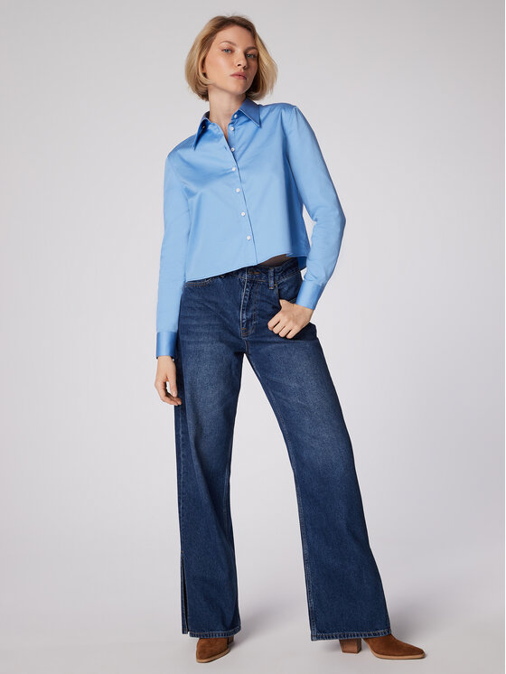 Simple Simple Marškiniai KOD506-02 Mėlyna Relaxed Fit