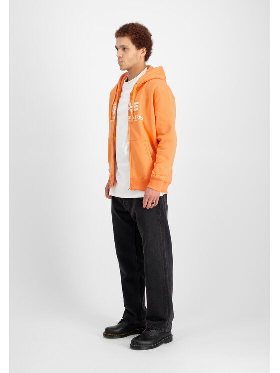 Alpha Industries Alpha Industries Bluza Basic Puff Print Zip Hoodie Pomarańczowy Regular Fit