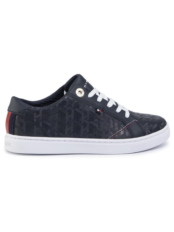 tommy jacquard leather sneaker