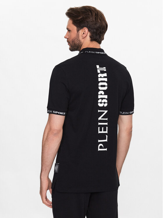Plein Sport Plein Sport Polokošeľa SACC MTK6044 STE003N Čierna Regular Fit