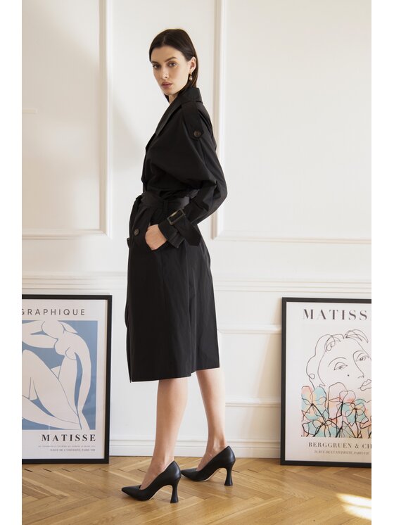 Entelier Entelier Płaszcz przejściowy oversize Czarny Oversize