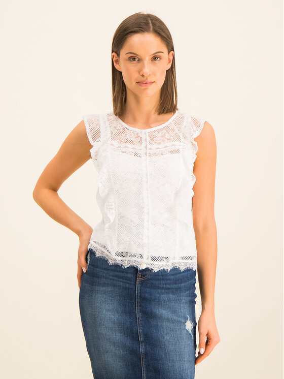 Guess Guess Bluză Sharlene W01P84 K9I30 Alb Regular Fit