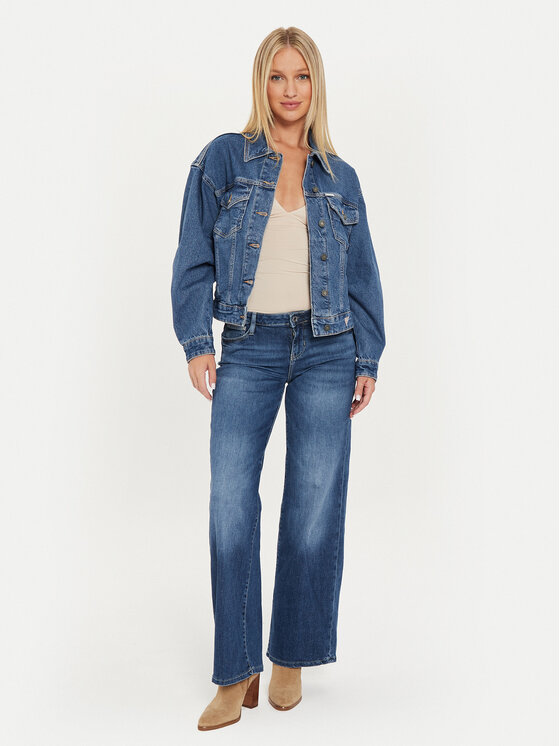 Guess Jeans Guess Jeans Džínsová bunda W4YN56 D5CC3 Tmavomodrá Oversize
