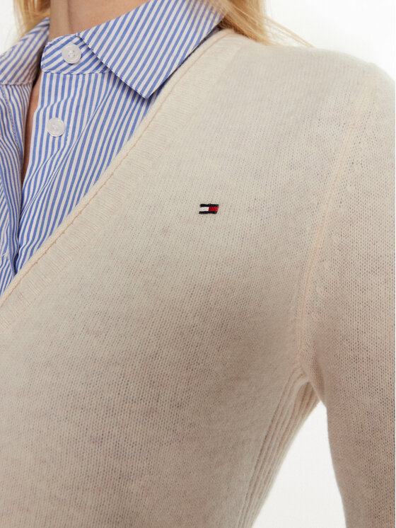 Tommy Hilfiger Tommy Hilfiger Cardigan WW0WW43092 Bej Regular Fit