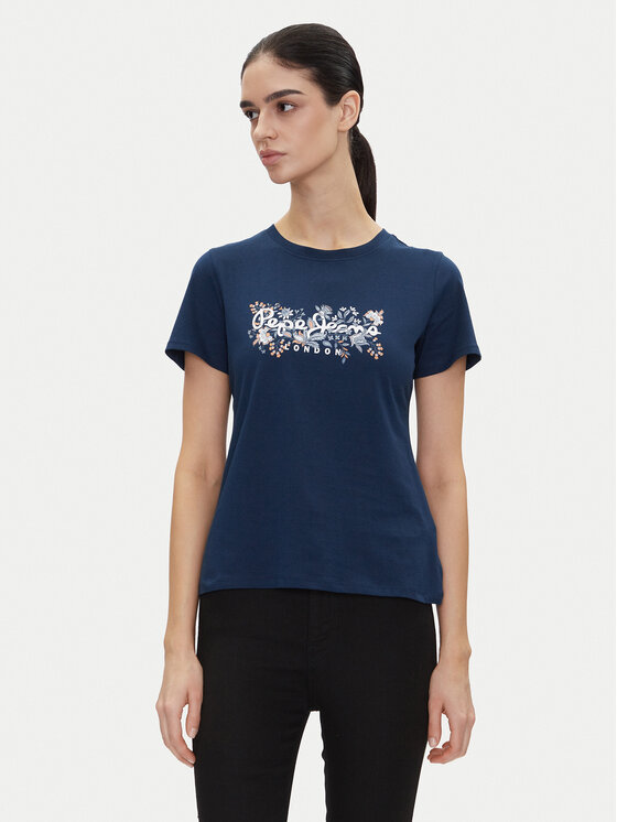 Pepe Jeans Pepe Jeans Marškinėliai Rosalind PL506034 Tamsiai mėlyna Regular Fit
