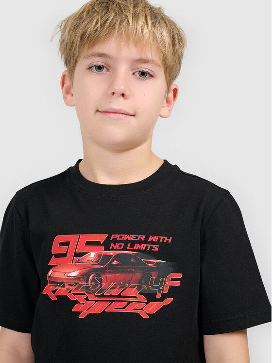 4F 4F T-Shirt ESPORTS RACING Czarny Regular Fit