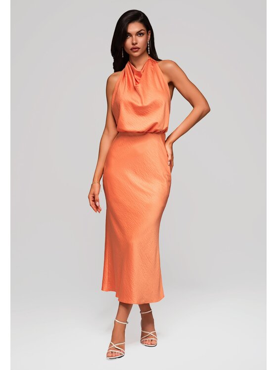 Ombre Ombre Sukienka wieczorowa LA-OM-DLR129 Pomarańczowy Slim Fit