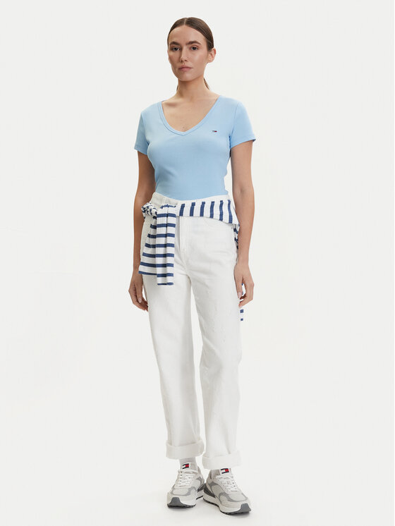 Tommy Jeans Tommy Jeans Тишърт DW0DW17385 Светлосин Slim Fit