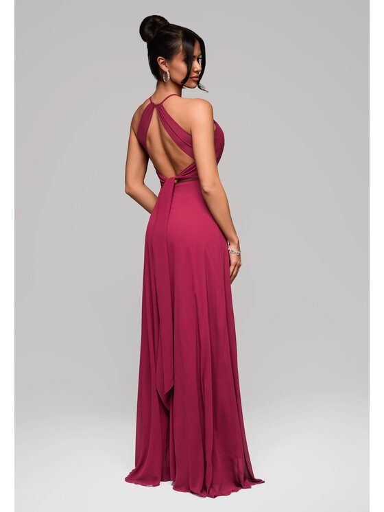 Ombre Ombre Sukienka wieczorowa LA-OM-DLR156 Czerwony Regular Fit