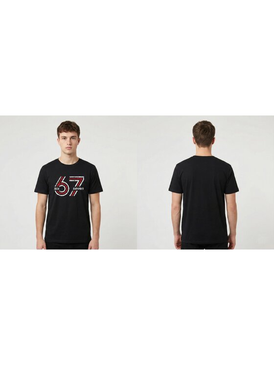 MyStars MyStars T-Shirt Six Seven 67 viral koszulka na prezent 130638 Czarny Regular Fit