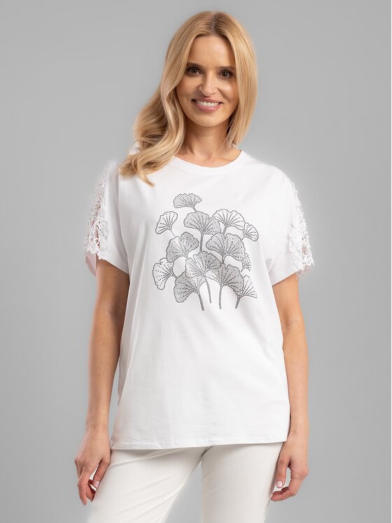 Perso Perso T-Shirt TCE242114F Biały Regular Fit