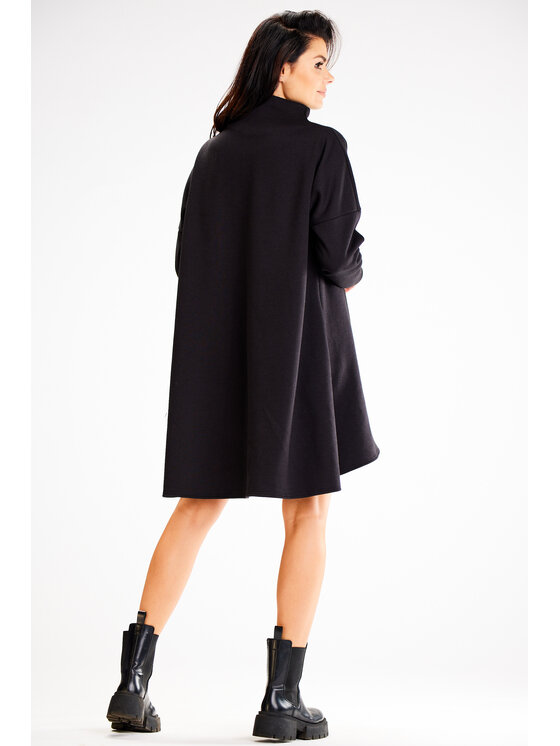 Awama Awama Úpletové šaty A609 Čierna Basic Fit