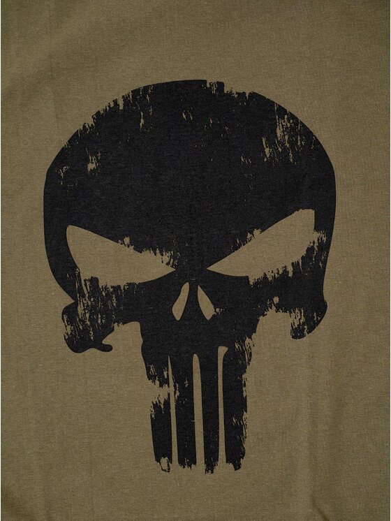 Marvel Marvel T-Shirt Koszulka Z Krótkim Rękawem Męska Oliwkowa Marvel Comics Punisher Crushed Logo S Khaki Regular Fit
