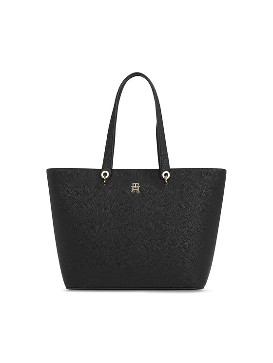 Tommy Hilfiger Ročna Torba Th Emblem Tote AW0AW15178 Črna