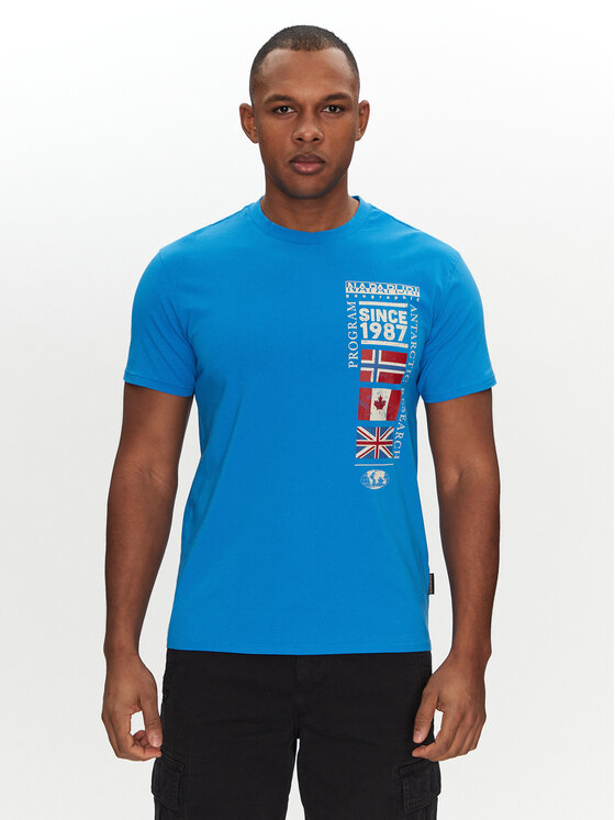 Napapijri T-shirt S-Turin NP0A4HQG Blu Regular Fit, taglia : L