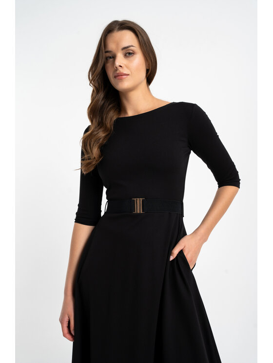 CLICK CLICK Sukienka dzianinowa 60-6040 Czarny Regular Fit