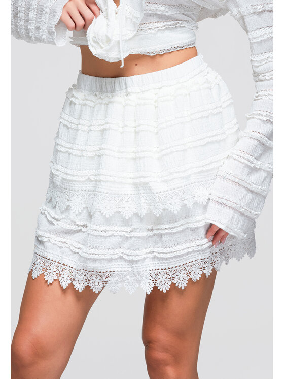 Ombre Ombre Spódnica mini OW-GL-E0015 Biały Slim Fit
