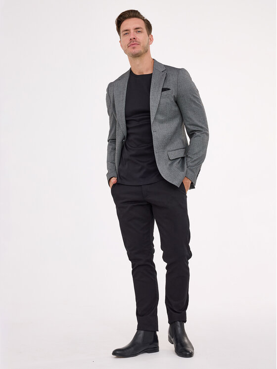 VILLARO VILLARO Marynarka MAR240 Szary Slim Fit