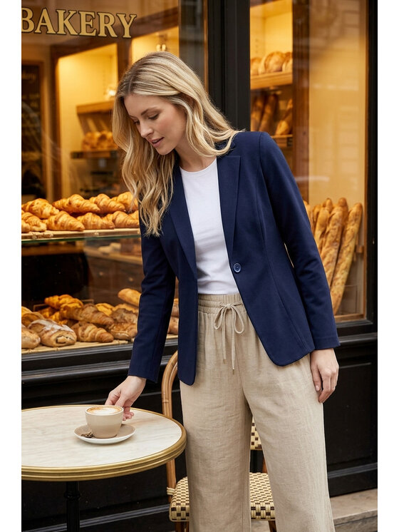 FIGL FIGL Marynarka M1339 Granatowy Fitted Fit