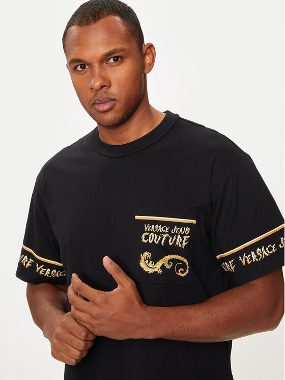 Versace Jeans Couture Versace Jeans Couture T-krekls 77GAH6RB Melns Regular Fit