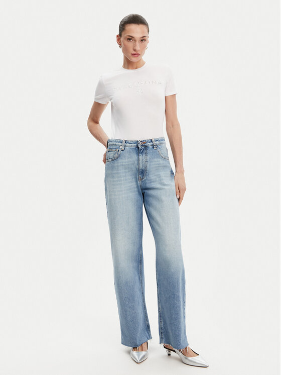 Fracomina Fracomina Majica FP25ST3011J449N5 Bela Slim Fit