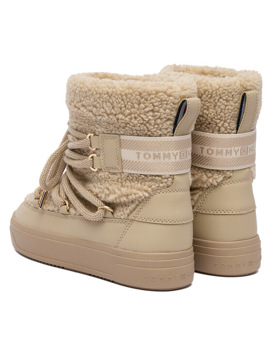 Tommy Hilfiger Tommy Hilfiger Hótaposó Faux Shearling Snowboot FW0FW08788 Ekru
