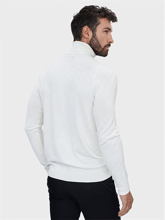 Evenemen Evenemen Sweter Golf Biały Slim Fit