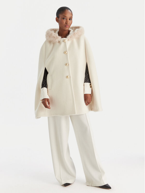 YES LONDON YES LONDON Cappotto di lana CD1223ECO Écru Regular Fit