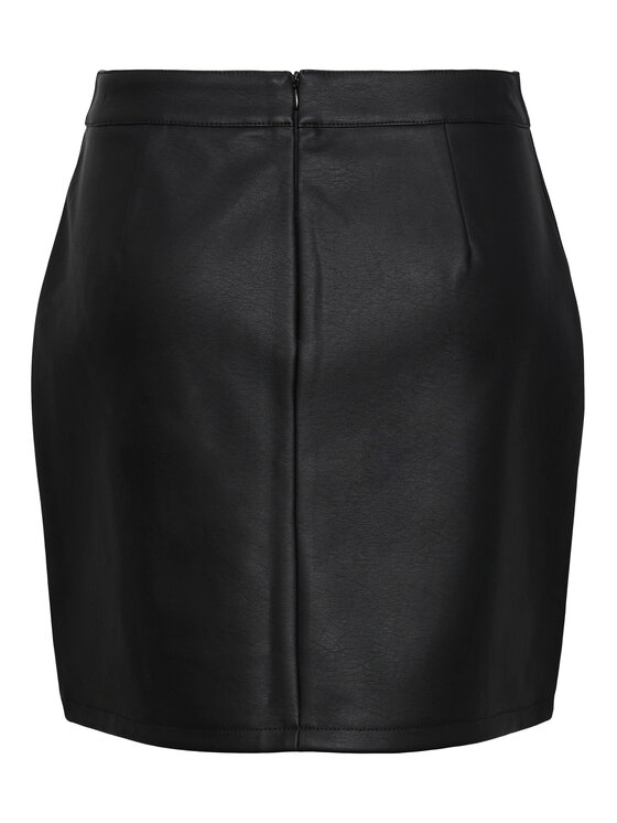 Pieces Pieces Dirbtinės odos sijonas 17140265 Juoda Regular Fit